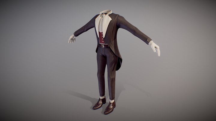 Butler Tailcoat Suit 3D Model