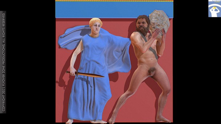 3D rendering of Metope East 12 Restored (Parthenon)