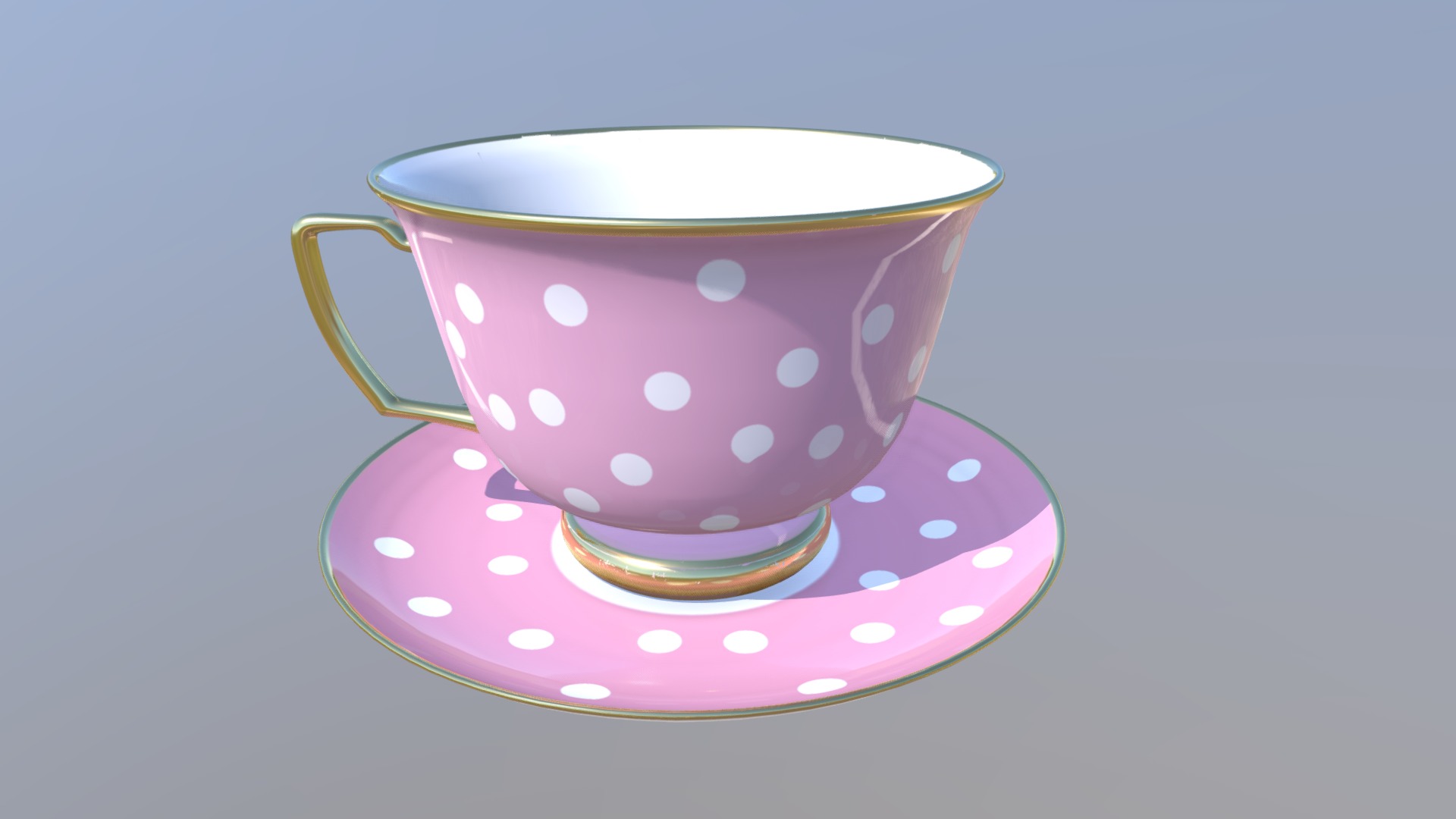 3D model Teacup and plate - This is a 3D model of the Teacup and plate. The 3D model is about a cup with a handle.