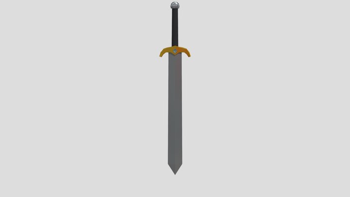 Espada Medieval Longa Low Poly 3D Model