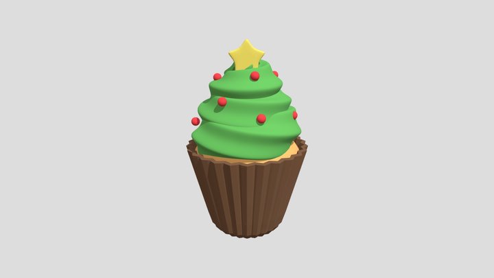 Christmas Tree Cup Cake 3D Model