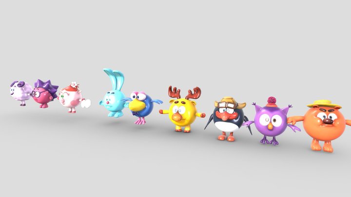 Смешарики (высокополигональная версия) – Kostenloses 3D-Modell STL