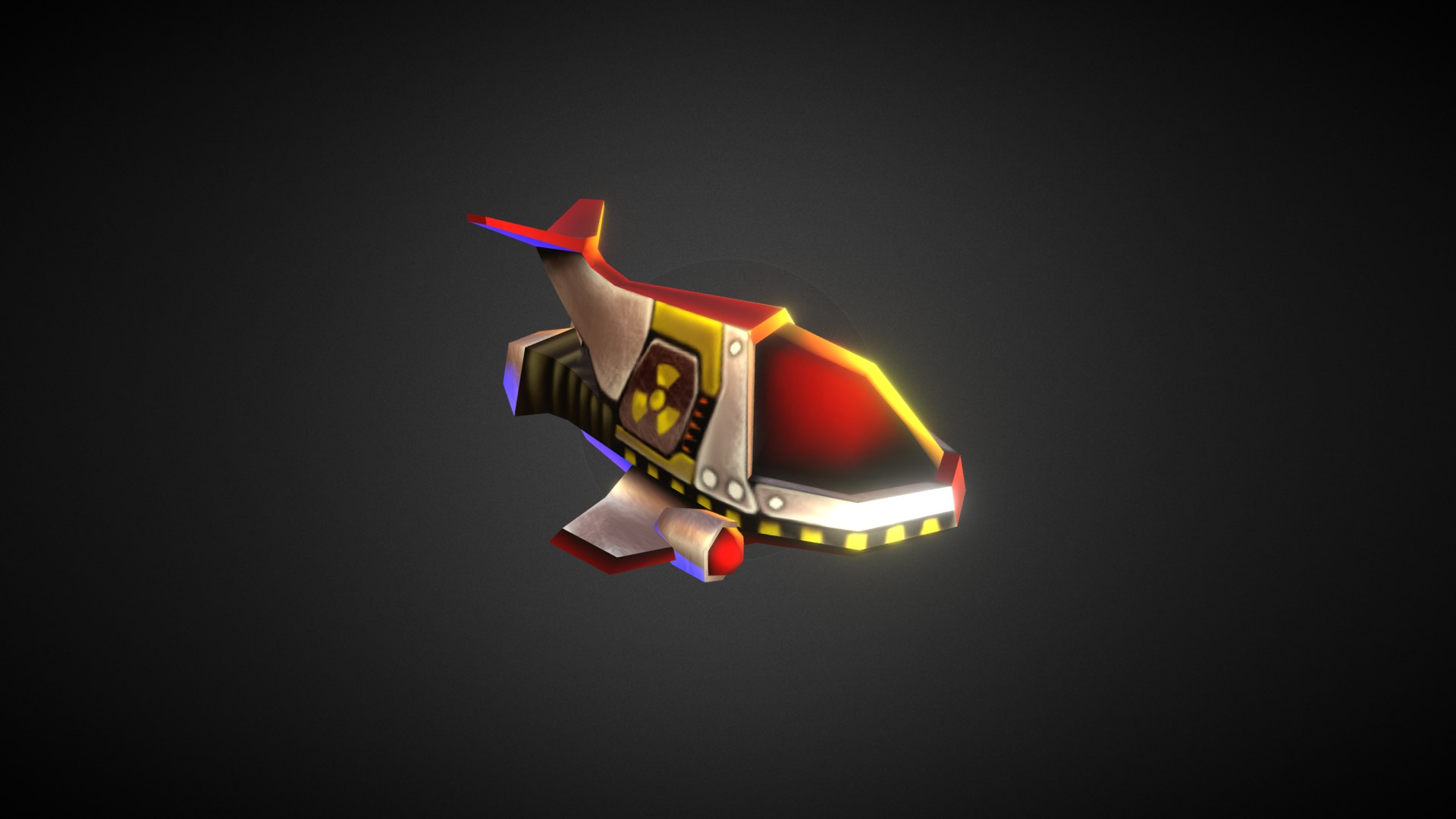 3D model Lowpoly Spaceship - This is a 3D model of the Lowpoly Spaceship. The 3D model is about a toy airplane with a red tail.