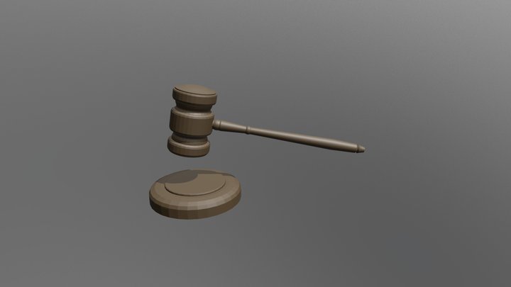 Gavel and Sound Block 3D Model