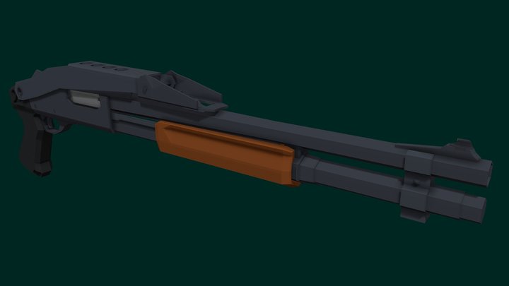 Low-Poly Remington 870 Police Folder 3D Model