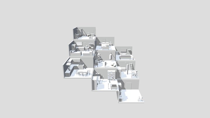 Low-poly Room Set - QweSis (9 rooms) 3D Model