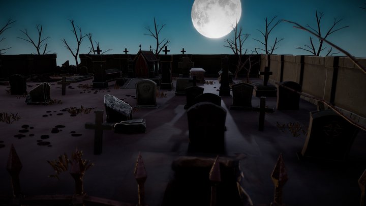 Graveyard Scene Example 3D Model