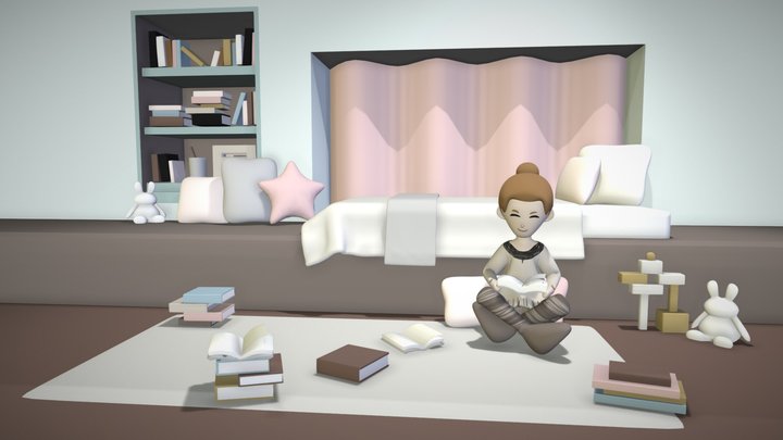 Reading in Room 3D Model