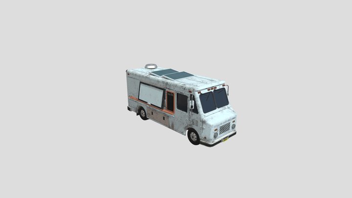 White Food Truck 3D Model