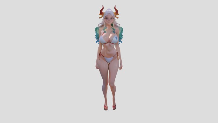 Guerrera Anime con Cuernos Modelo3D Realista GLB 3D Model
