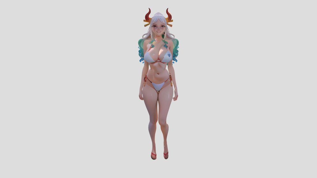 Guerrera Anime con Cuernos Modelo3D Realista GLB