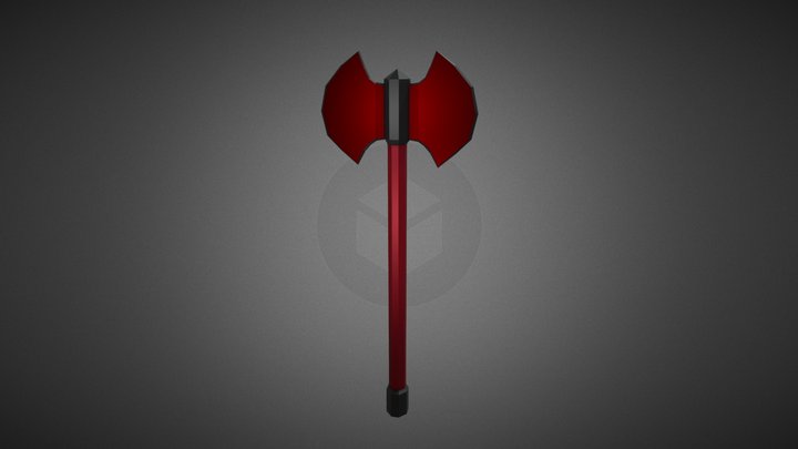 Crimson Axe - Low Poly 3D Model
