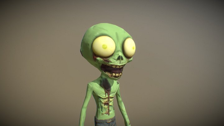Low Poly Cartoon Zombie Character 3D Model
