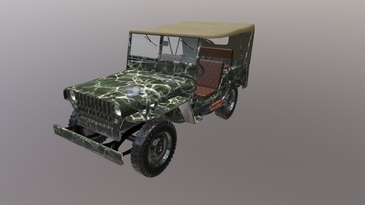 low poly Jeep welis Military 3D Model