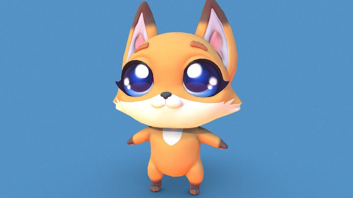 PBR Low-poly Fox Character 3D Model