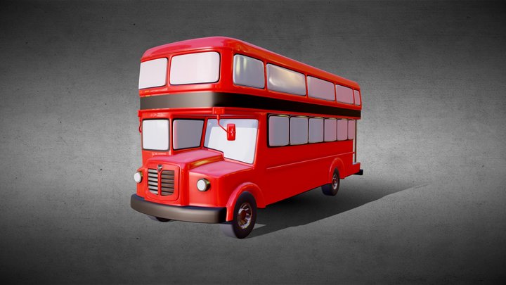 Low Poly Vehicle: Red Bus 3D Model