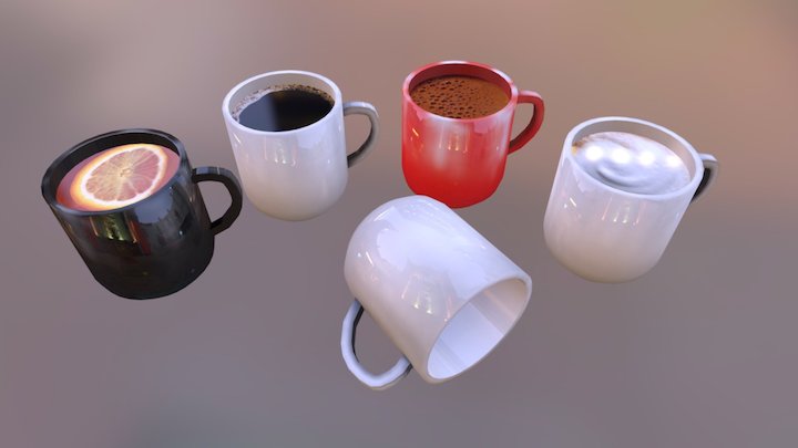 Hot Drinks Set 3D Model