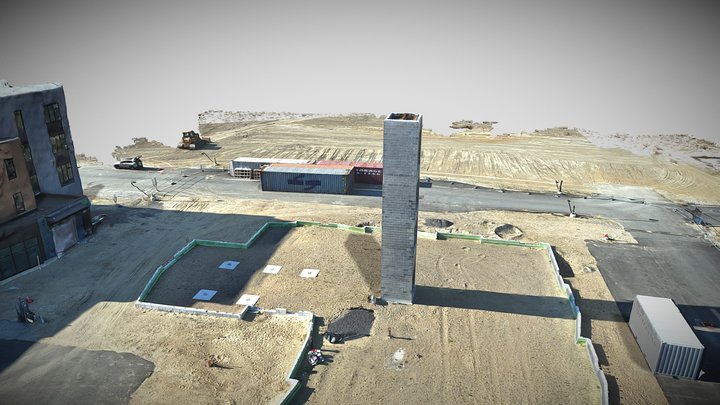 Building Elevator Tower in Drone-created 3D 3D Model