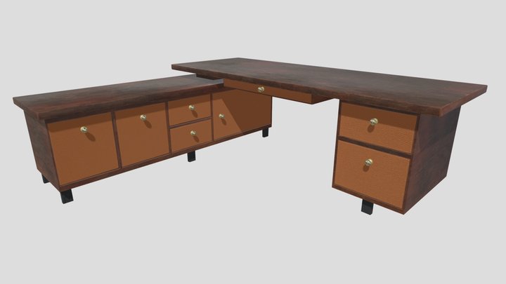 1950's Retro Desk 3D Model