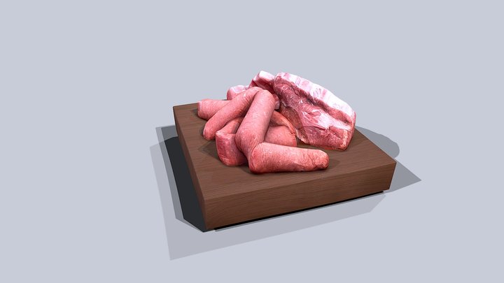 food sausage chorizo steak beef pork 3D Model