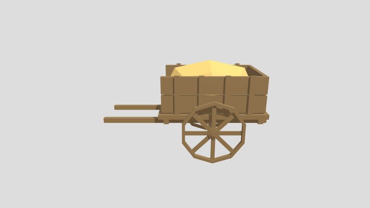 Low Poly Hay Cart 3D Model