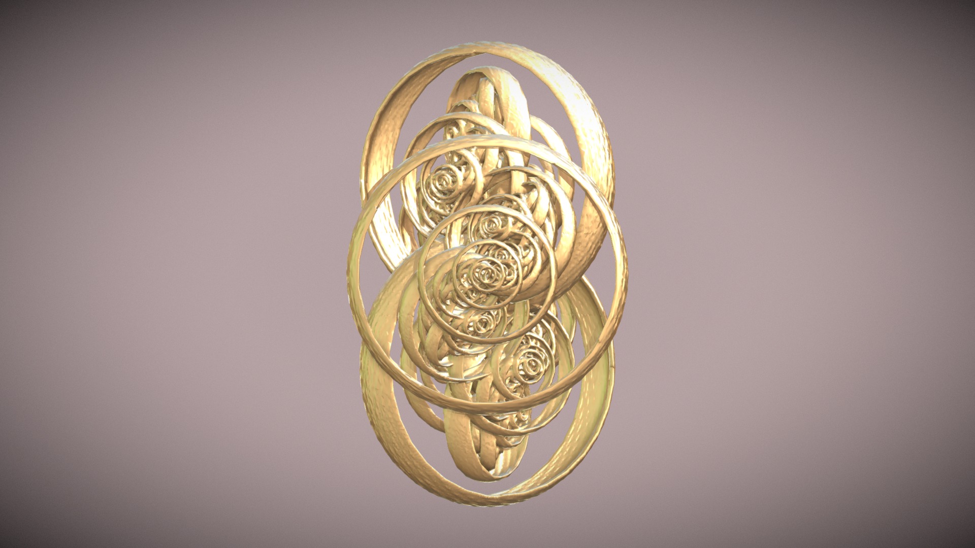3D model Knit me a buckle, grandma! - This is a 3D model of the Knit me a buckle, grandma!. The 3D model is about a gold and silver object.