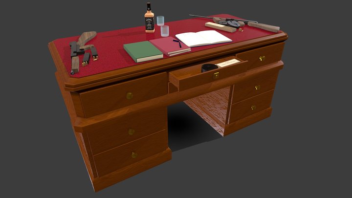 1940's Heist Plan Desk Panorama 3D Model