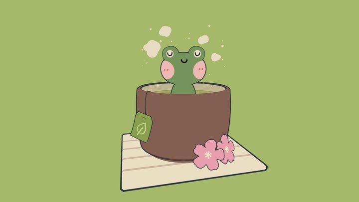 Nekomori Frog Tea 3D Model