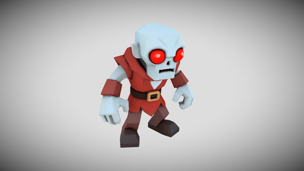 Chibi Zombie In Red Lowpoly Handpainted