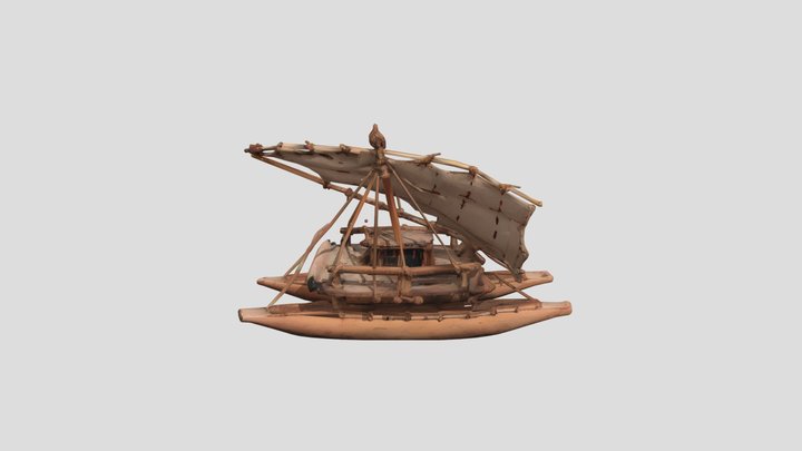 Drua — Fijian Double-Hulled Canoe 3D Model