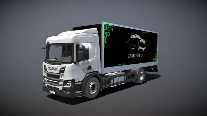 Scania P Series With Trailer Fully Rigged 3D Model