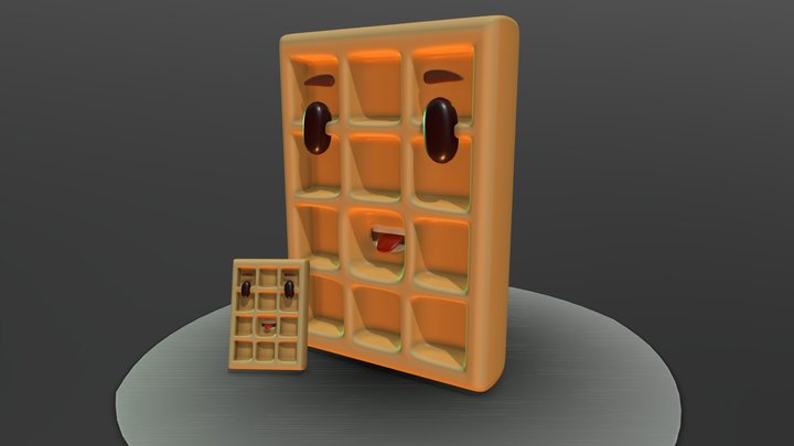 Waffle with Waffle 3D Model
