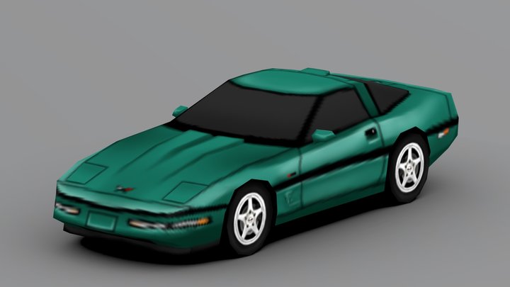 Corvette C4 ZR1 256px Lowpoly 3D Model