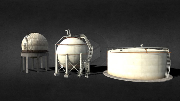 Gas Silo storage tanks Pack 3D Model