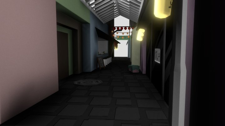 Japanese Alleyway für Momo 3D Model
