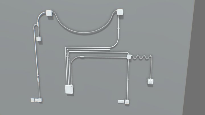 Electric wall wires set 3D Model