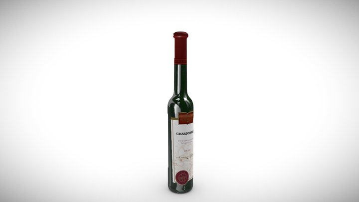 Bottle of Wine Chardonnay 2012 straw 3D Model
