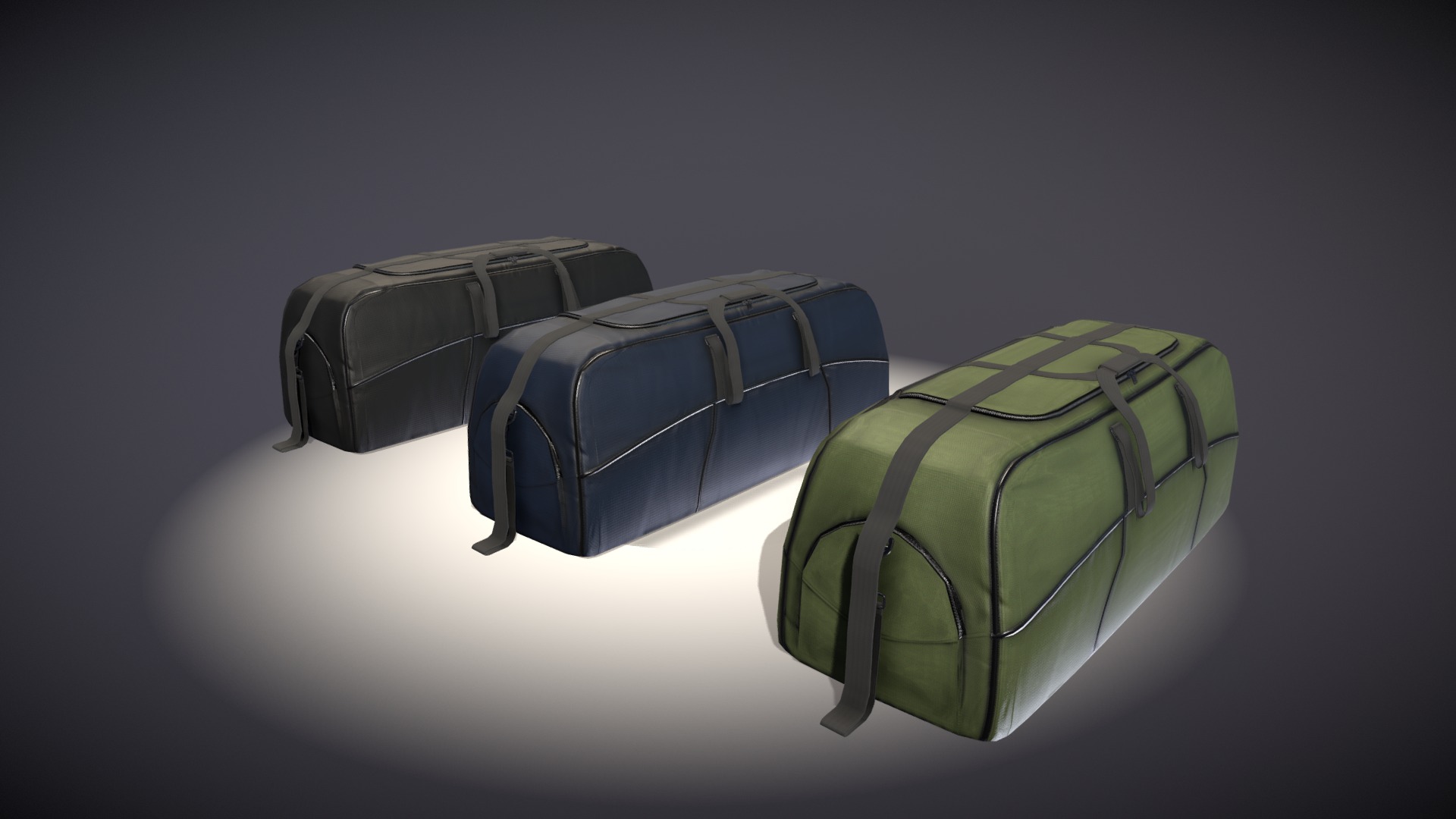 3D model Sports Bag - This is a 3D model of the Sports Bag. The 3D model is about a group of black and green cubes.