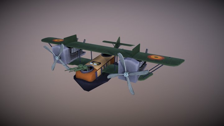 Handpainted Felixstowe F.2a (late) (Stylized) 3D Model