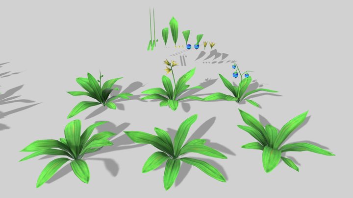 Stylized berry plant pack (lowpoly, game ready)