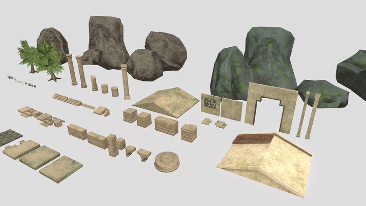 Ancient Temple Modular Kit 3D Model