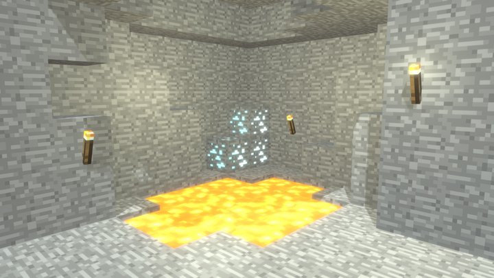 Minecraft cave with diamonds (renders in desc.) 3D Model