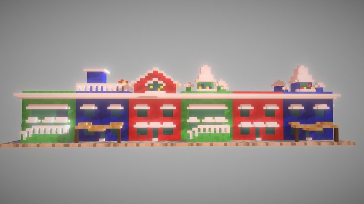 Low-poly Colored Houses. 3D Model