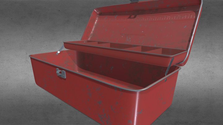 Metalic fishing tackle box 3D Model