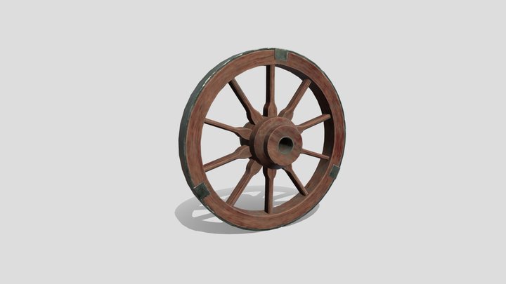 Stylized Wooden Wheel 3D Model