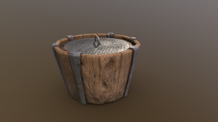 Medieval Wooden Basket 3D Model