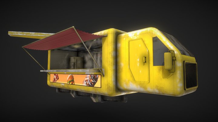 Cyberpunk Foodtruck// flying Foodtruck 3D Model
