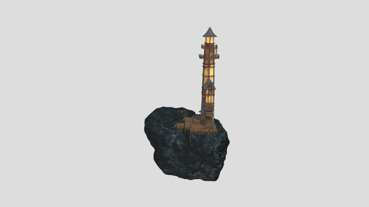 Light House on Rock 3D Model