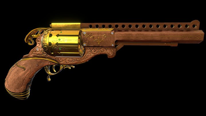 Steampunk Handgun (Texturing Only) 3D Model