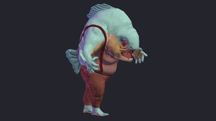 Fishman Final (Textured, Posed) 3D Model